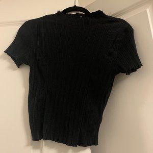 black mock turtleneck cropped tshirt